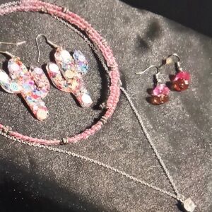 Colorful Kids Jewelry Set with Pink and Silver Accents